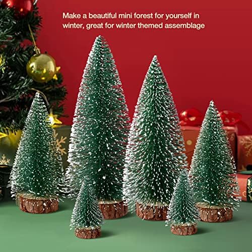 Mini Christmas Trees Christmas Decor Artificial Christmas Decorations with 4 Sizes, Christmas Tree Bottle Brush Trees Christmas Table Decorations (6pcs Green)