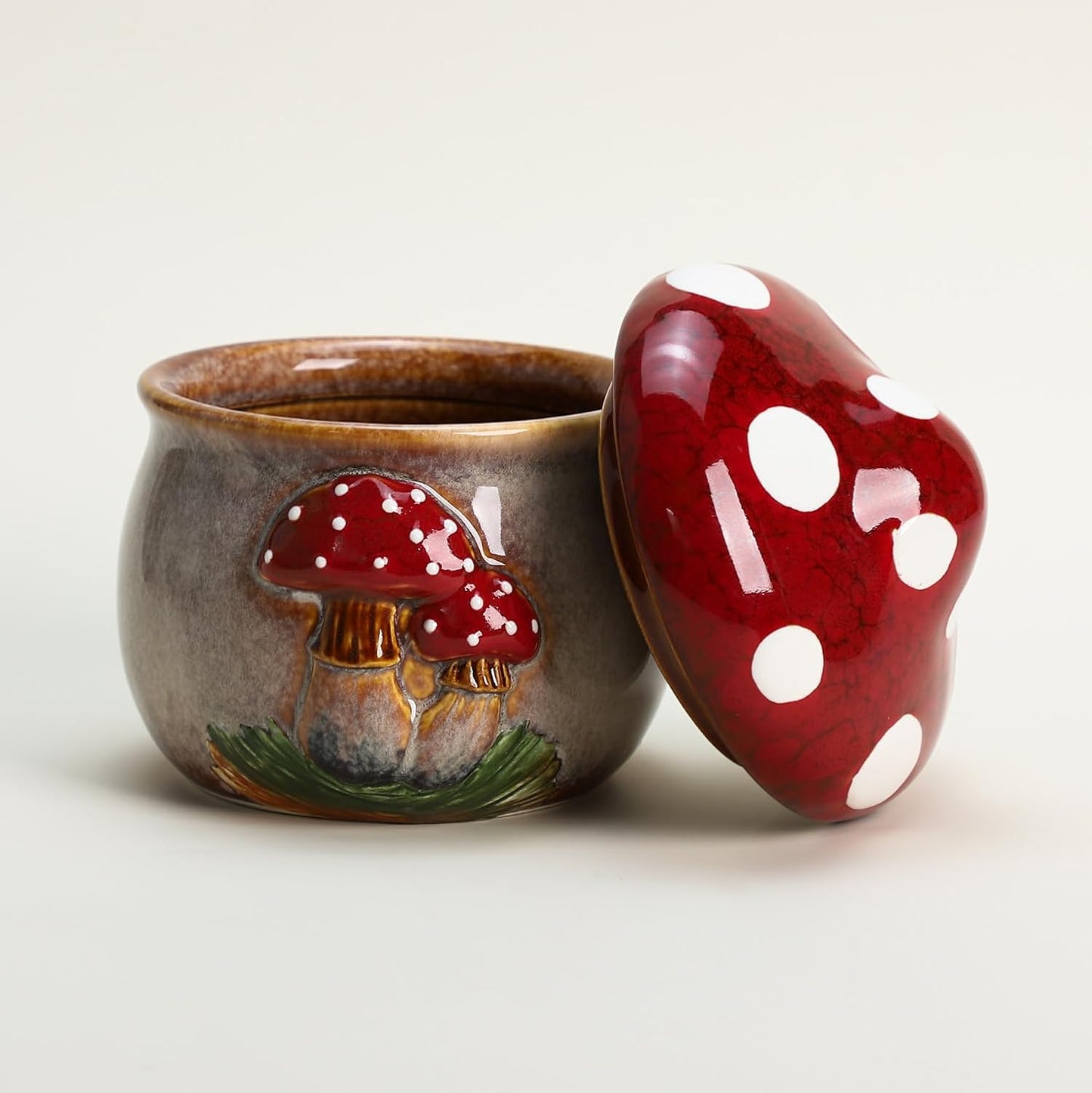 Ceramic Mushroom Candy Jar / Red