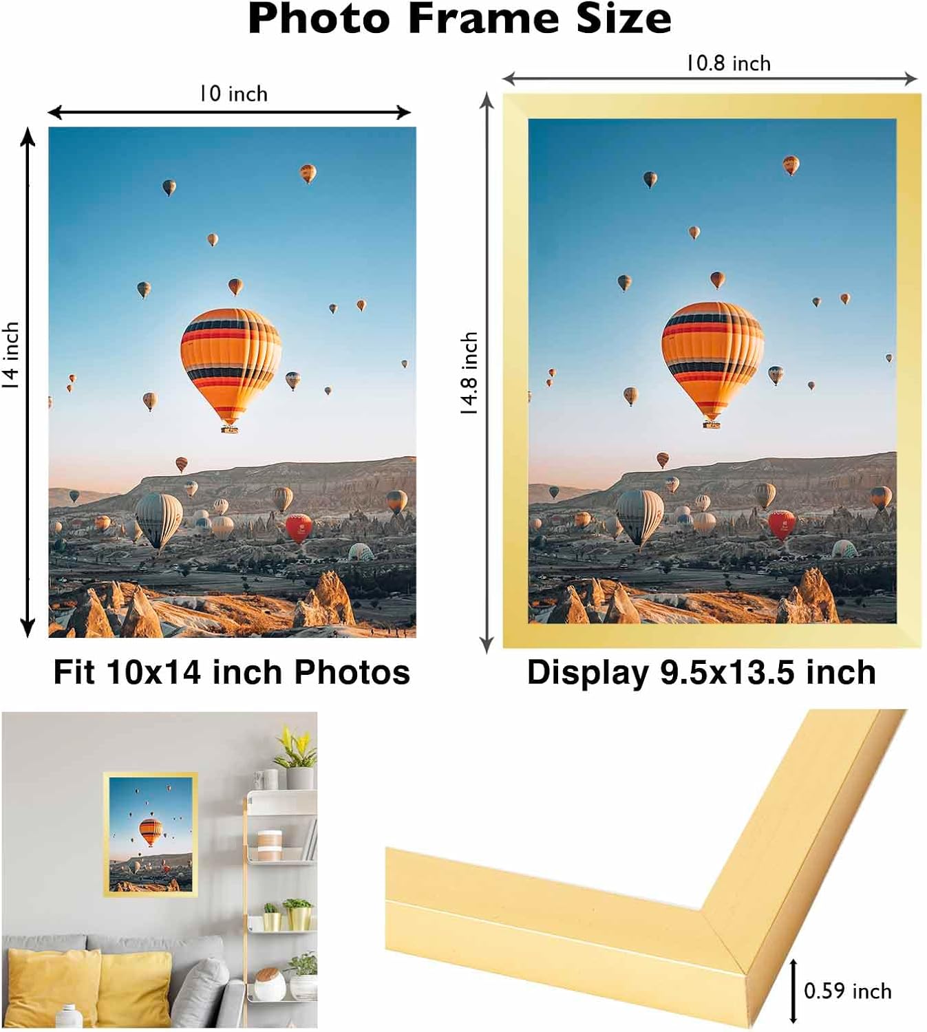 JCJMY 10x14 Picture Frame Set of 6 for 30 x 40cm Diamond Art Painting, Wall Mounting Horizontally or Vertically, 10 x