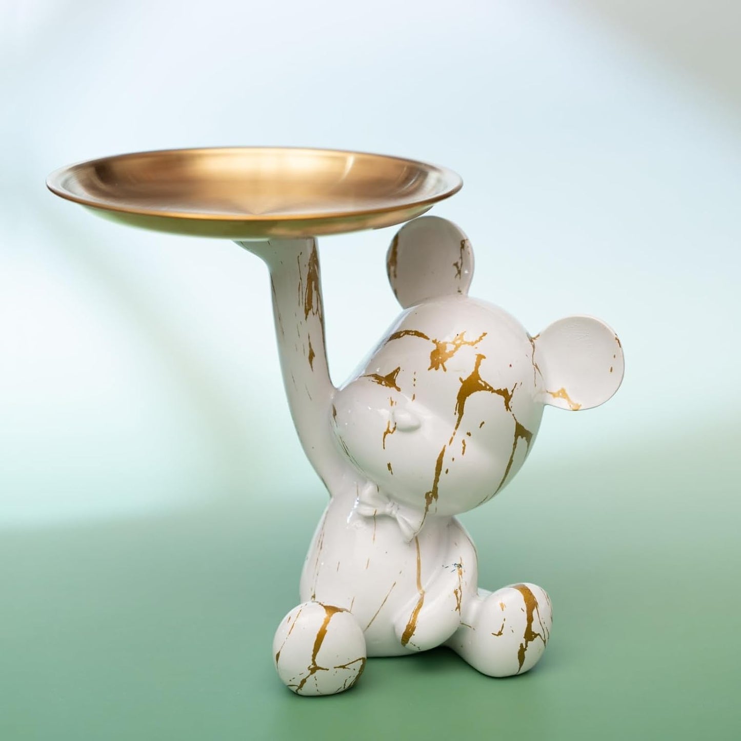 Bear Statue Suitable / White & Gold