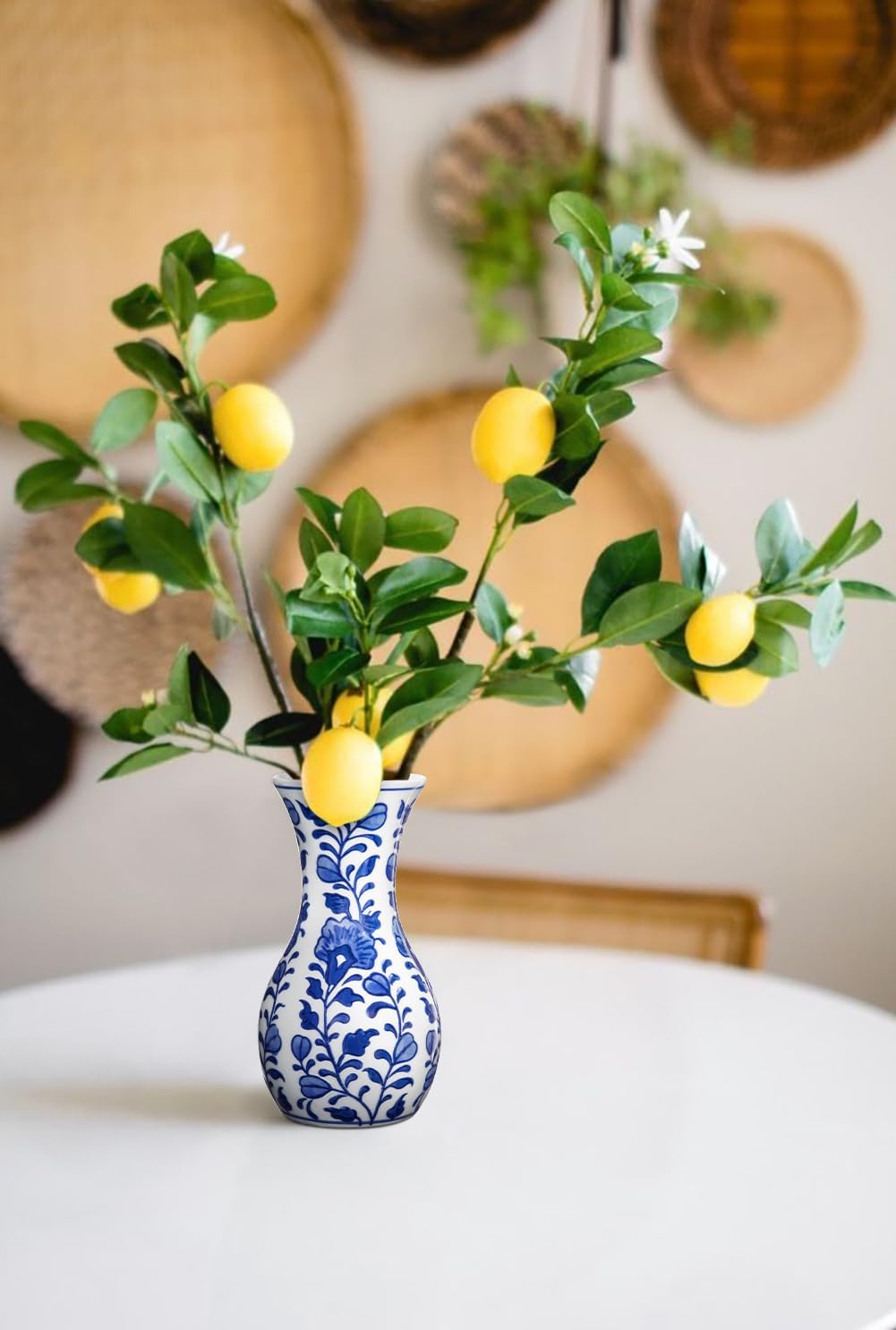 Bud Ceramic Flower Vase / # Small Floral / Blue / 6 Inch / Set of 2