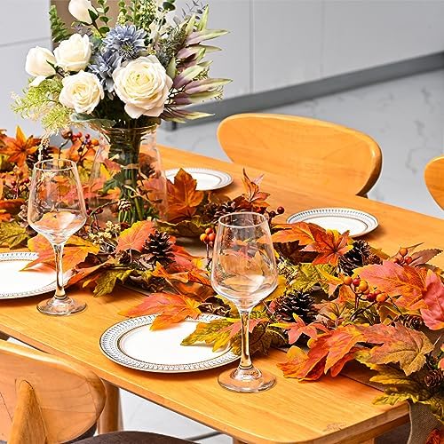 Artgar Fall Maple Leaf Garland, 9 Ft Fall Decor Garland with 30 Warm Lights