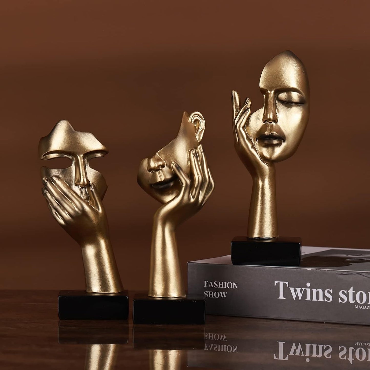 Thinker Small Statue Set / Gold / Set of 6