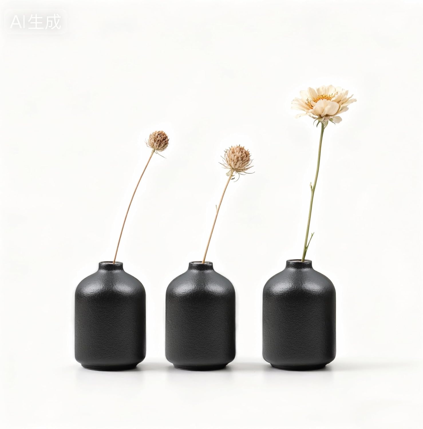 Ceramic Bud Vases / Small / Matte Black / Set of 6