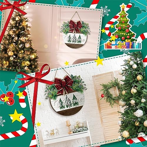 Boao Christmas Door Decorations Wooden Christmas Welcome Sign