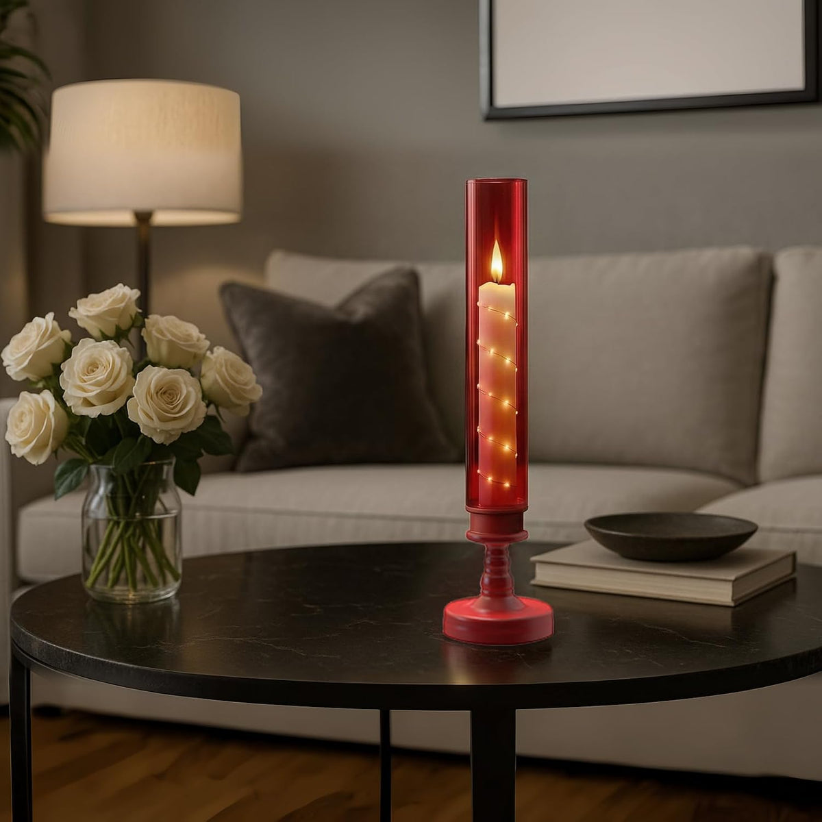6 PCS Flameless Candles with Timer, Flickering Flameless LED Pillar Candles for Romantic Ambiance with Embedded Star