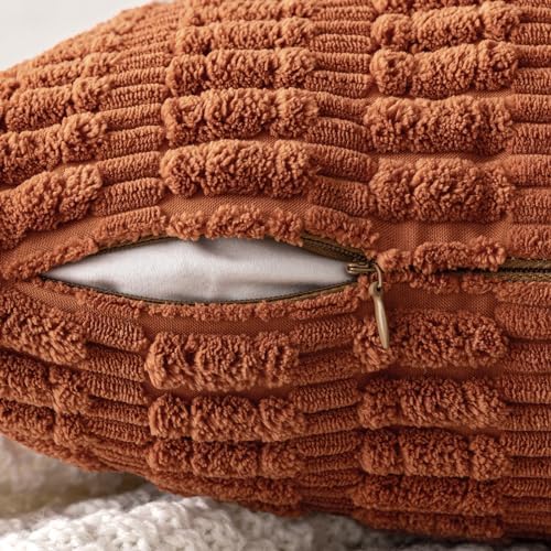 MIULEE Fall Decorative Throw Pillow Covers 16x16 Dark Rust Pack of 2