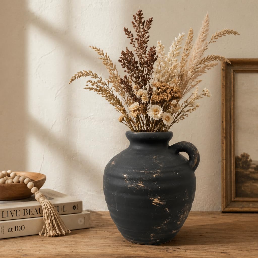 Rustic Ceramic Vase / Black Bronze-s-101