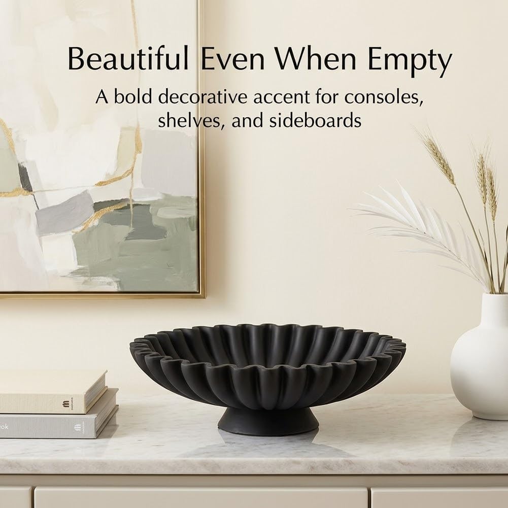 Scalloped Pedestal Bowls / Black