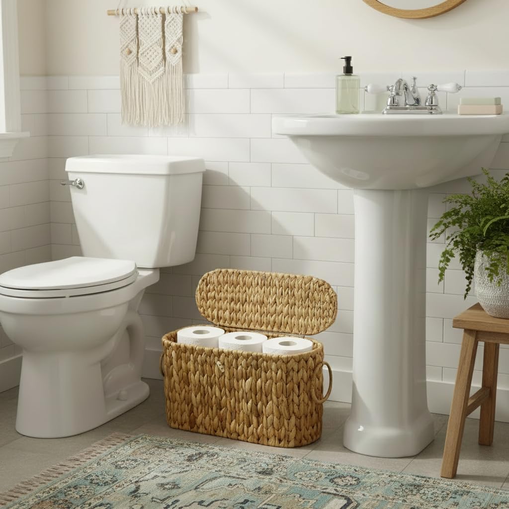 Wicker Basket / Toilet Paper Basket / Natural Hyacinth