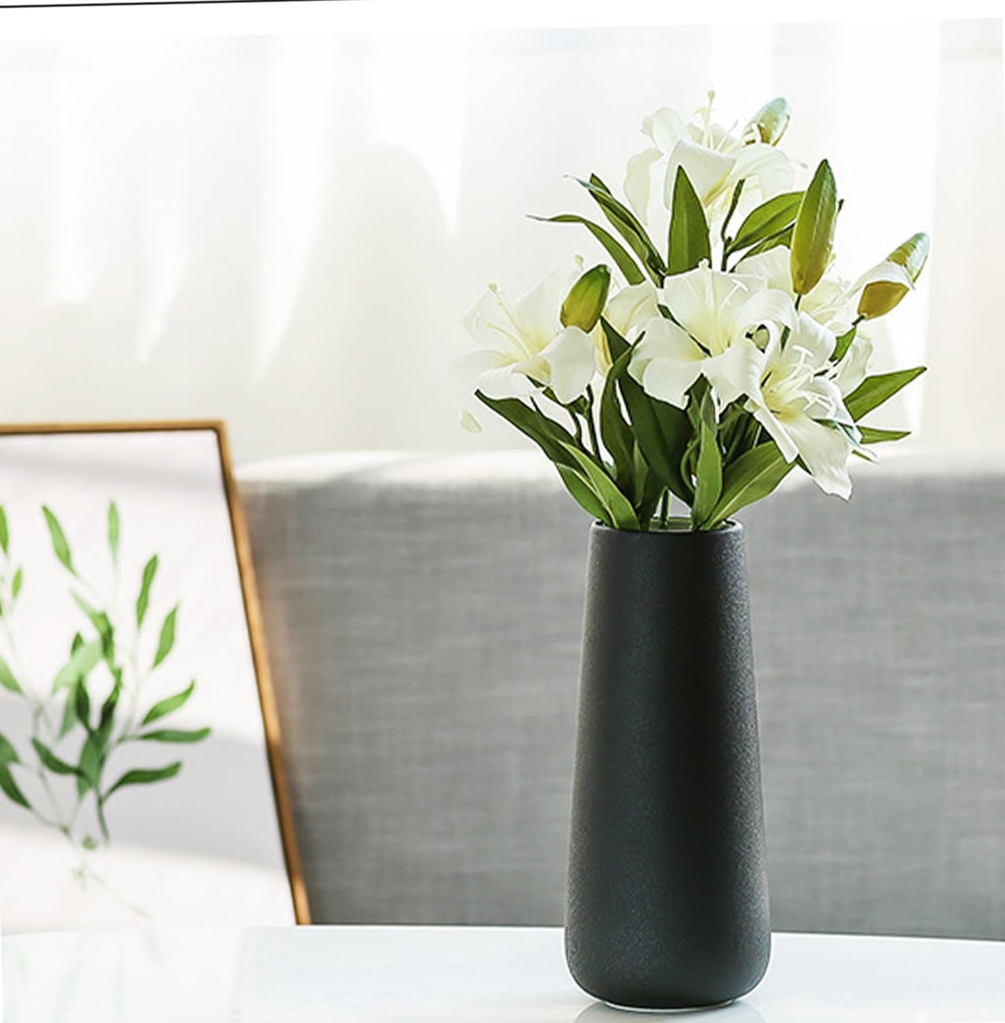 Rustic Style Decorative Vases / Tall 11 Inch / 28 Cm / Matt Black / 11 Inch