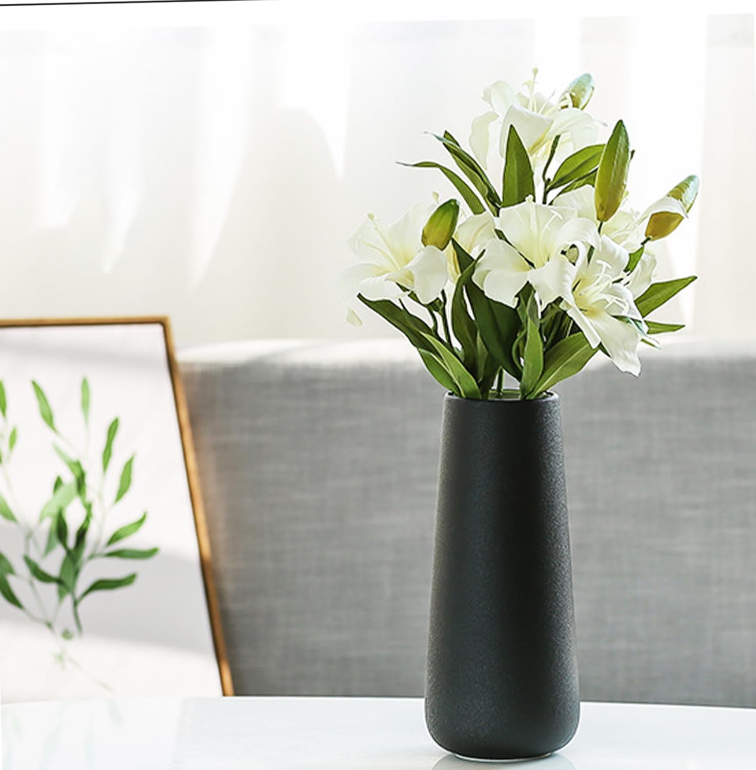 Rustic Style Decorative Vases / Tall 11 Inch / 28 Cm / Matt Black / 11 Inch