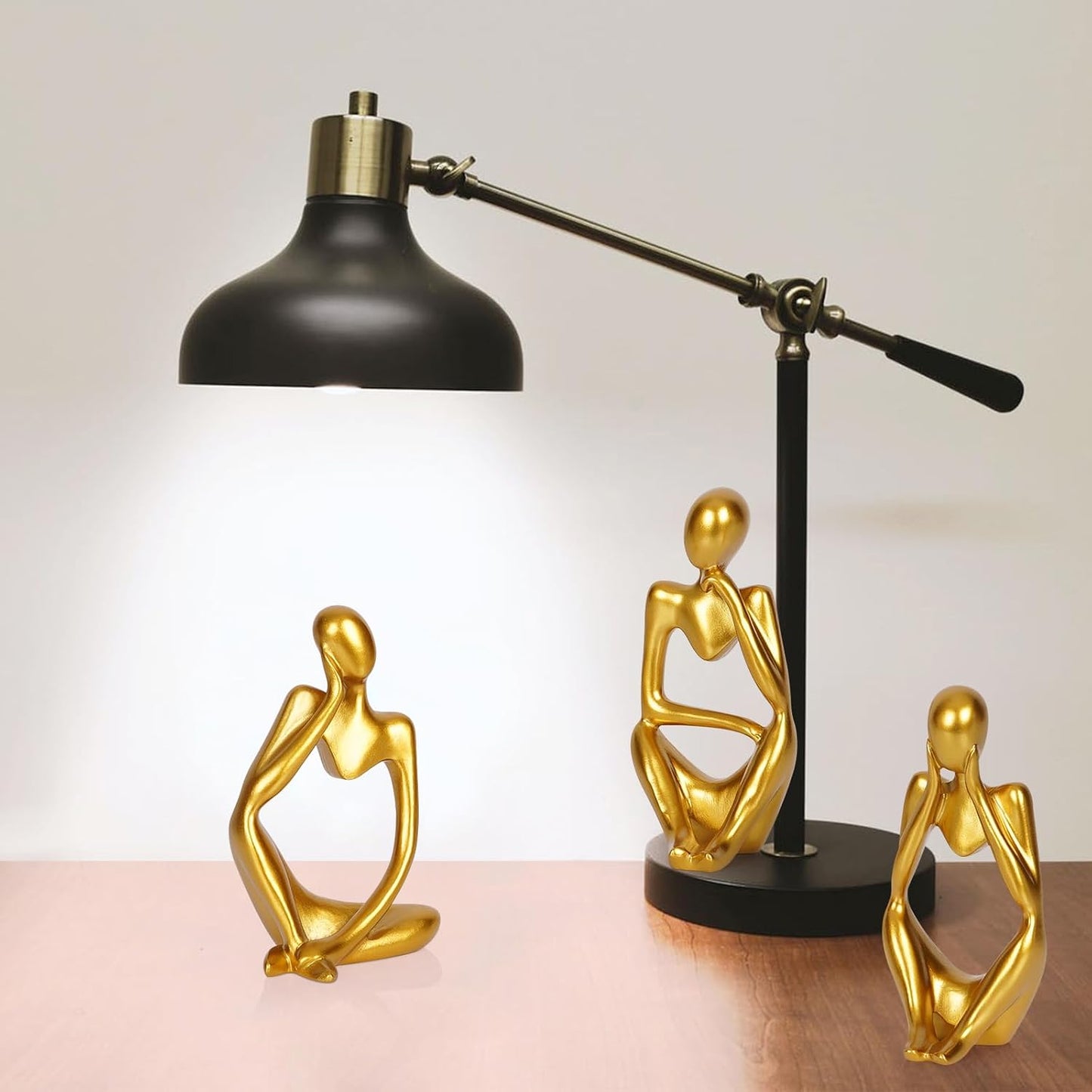 Sandstone Resin Thinker Style Abstract Sculpture Statue Collectible / Small Gold / Set of 3