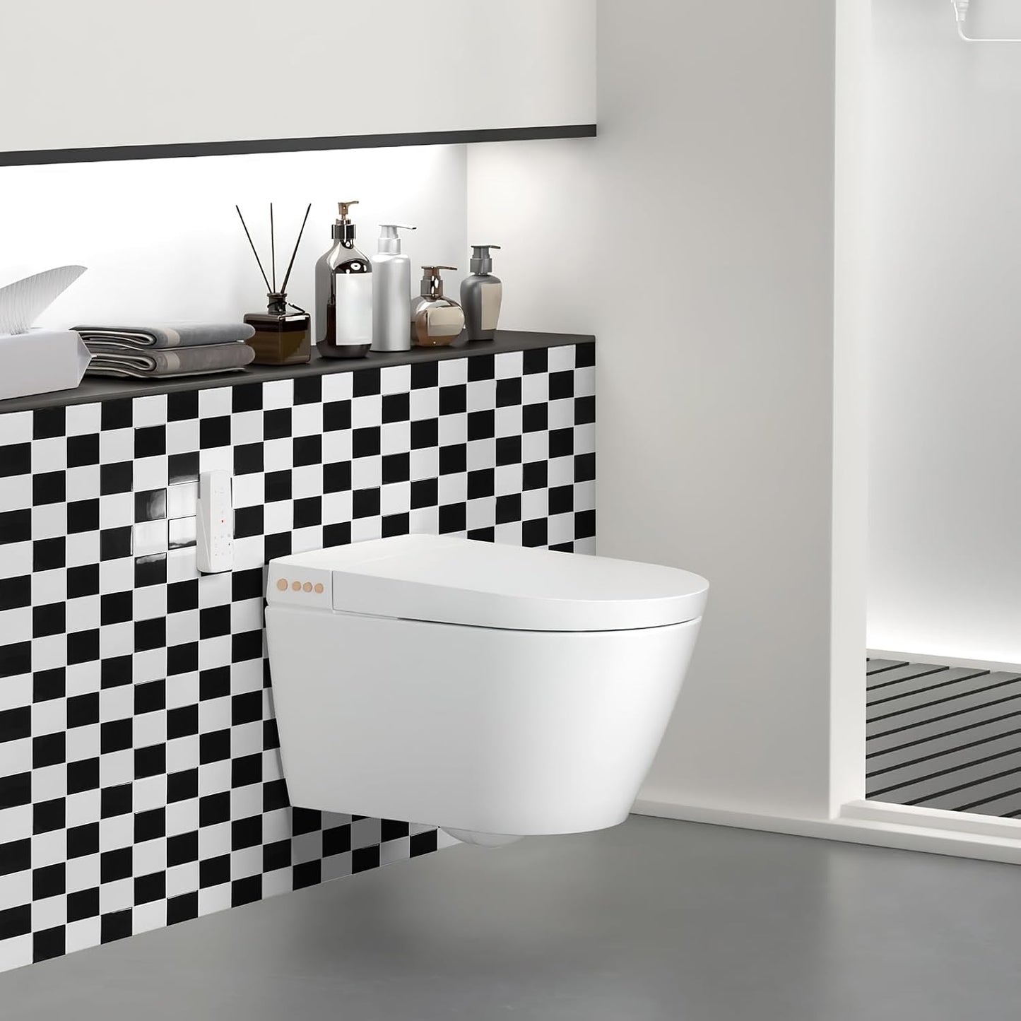 Self-Adhesive Wall Tile Stick on Kitchen Countertop / 12 x 12 / Black/white / Set of 10