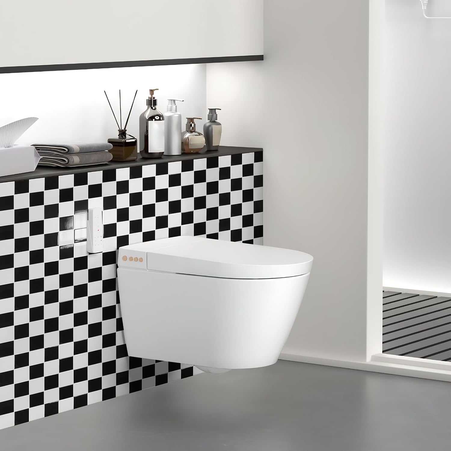 Self-Adhesive Wall Tile Stick on Kitchen Countertop / 12 x 12 / Black/white / Set of 10