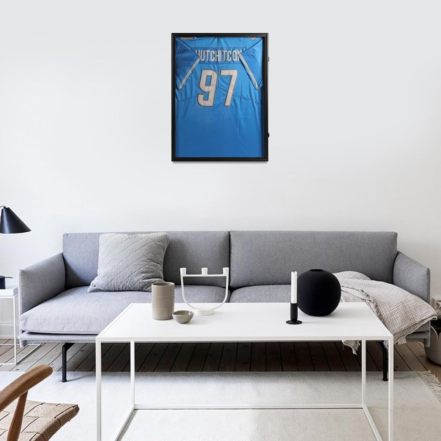 IHEIPYE Jersey Frame Display Case Black Lock,Large Shadow Box Lockable with UV Protection Acrylic Linen Lining and