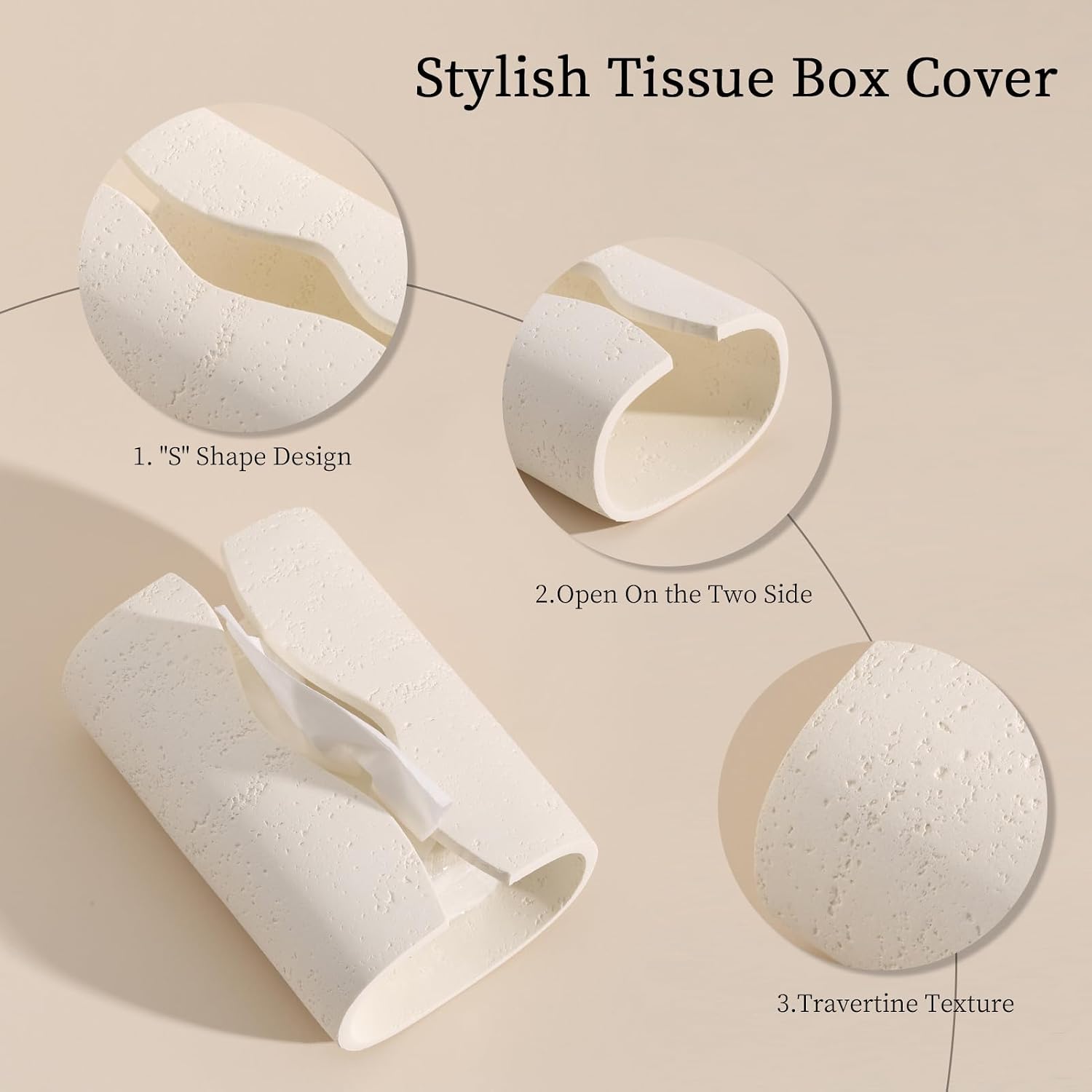 Tissue Box Cover Rectangle / Off White