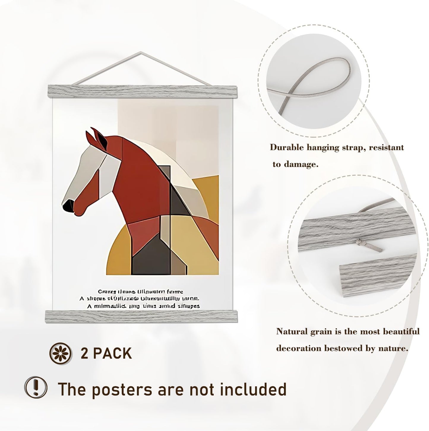 Artmag Magnetic Poster Hanger Frame,20x30 20x28 20x26 Wooden Magnet Canvas Artwork Print Light Wood Dowel Poster