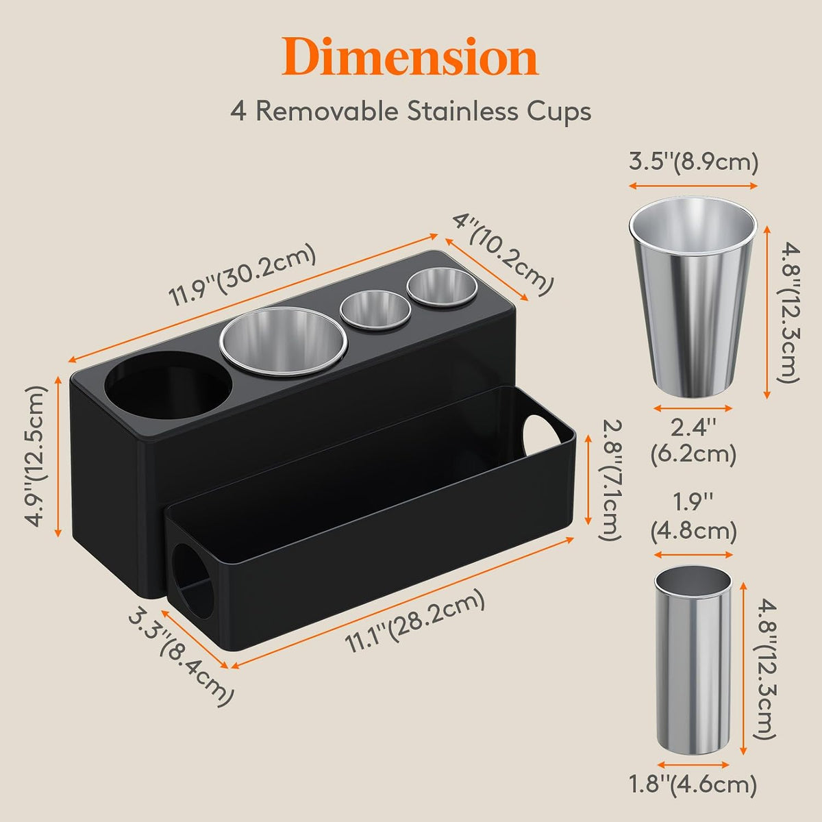 Lifewit Hair Tool Organizer Dryer Holder Countertop with 4 Cups, Black | 4 Stainless cups Tools Organizer, Acrylic body