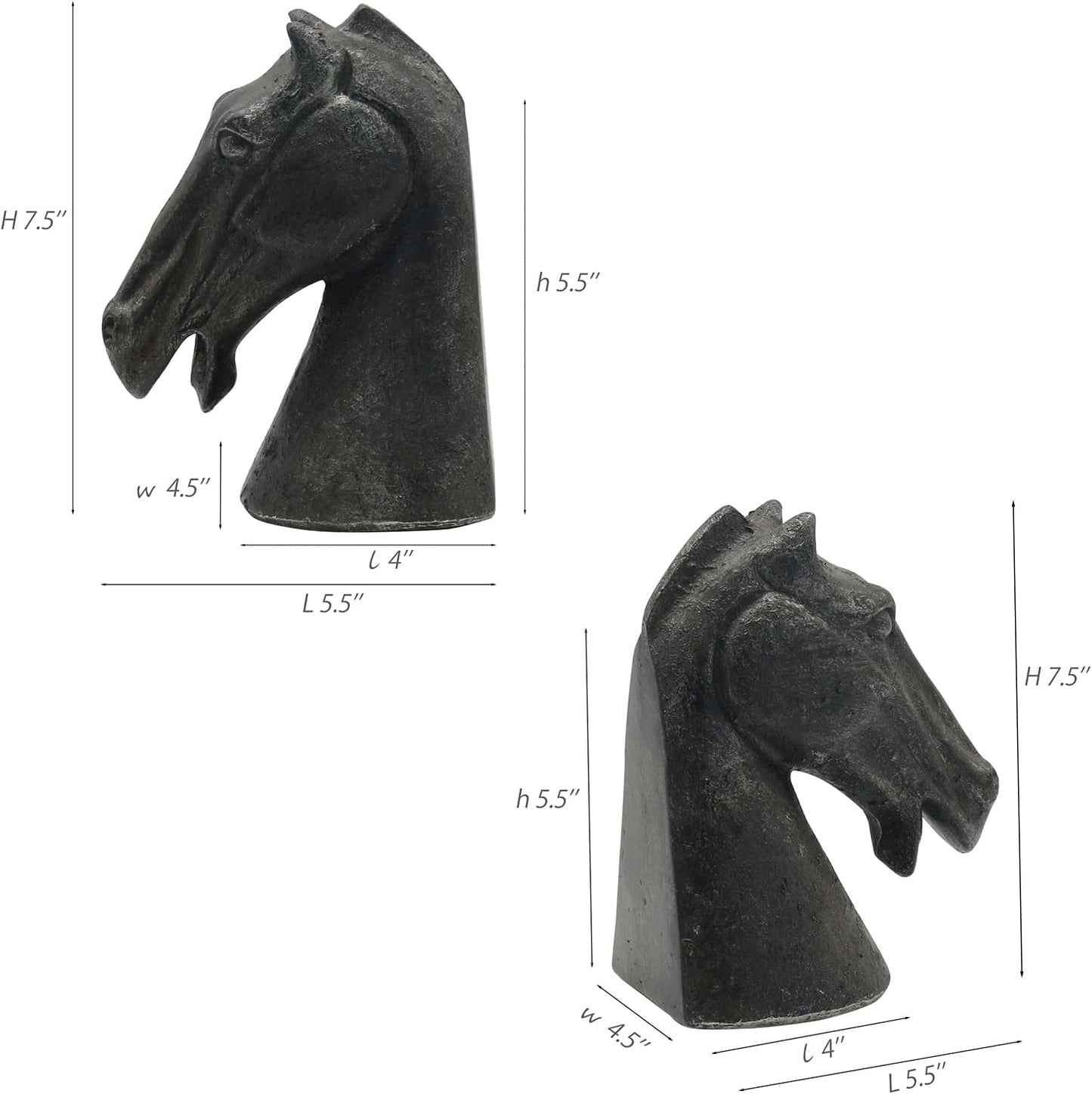 Decorative Bookends / Heavy Duty Non-Slip Book Holders / Horse Head