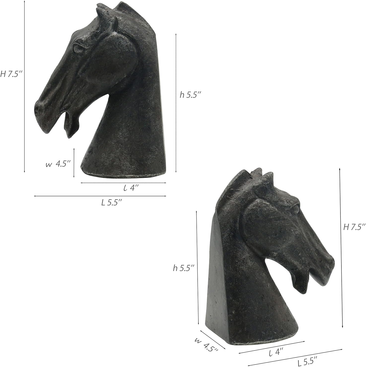Decorative Bookends / Heavy Duty Non-Slip Book Holders / Horse Head