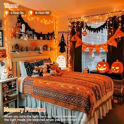 JMEXSUSS 300 LED Orange Lights for Halloween Indoor Outdoor Decor