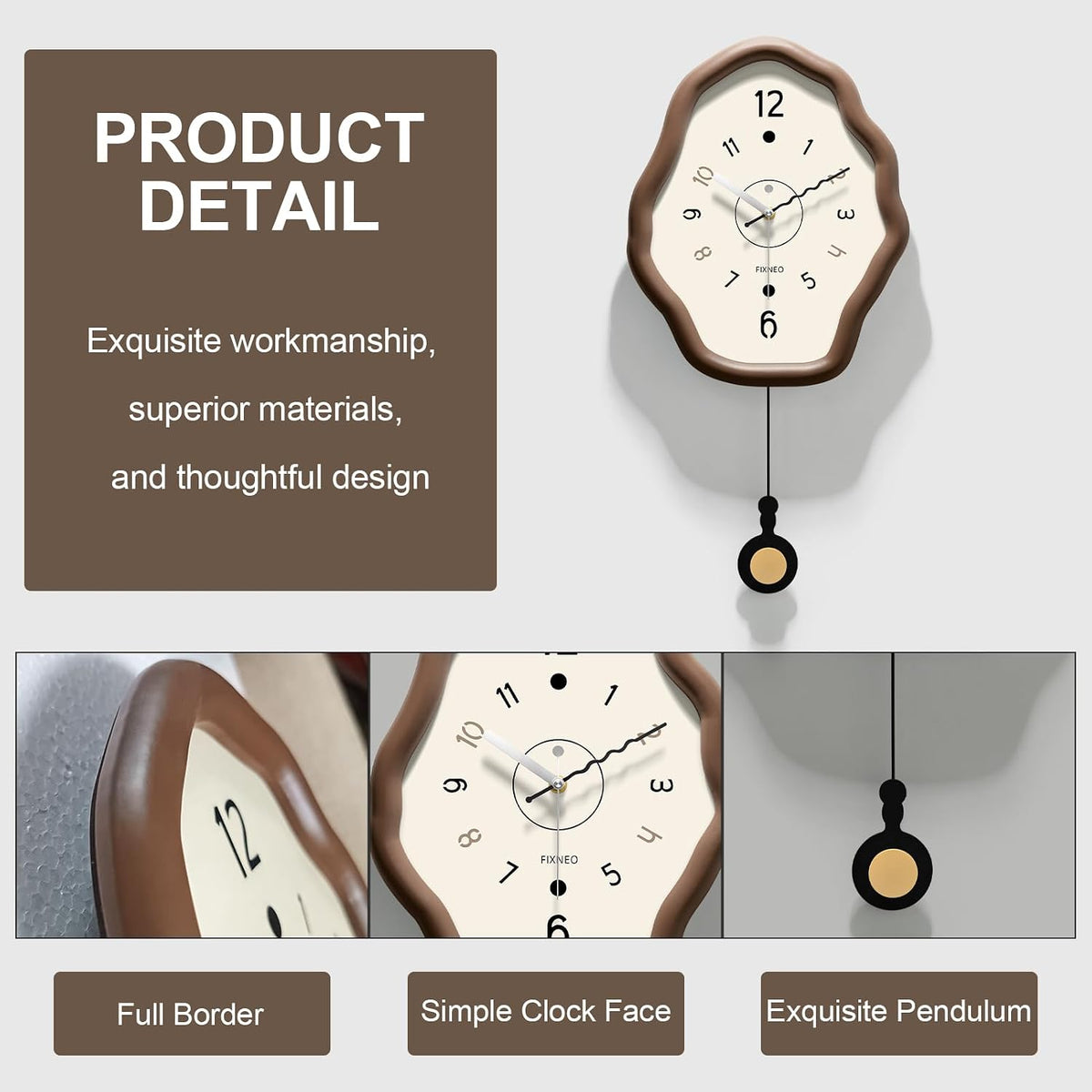 Silent Wall Clock - Large Wood Analog, 11.8"*23.6" Battery Operated Rustic Modern Farmhouse Clock for Bedroom, Living