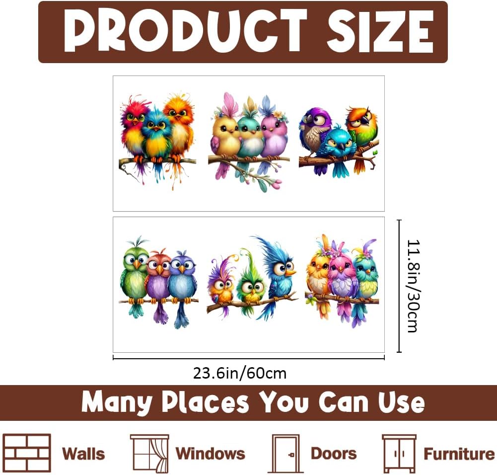 Wall Decals Sticker / Colorful Bird / 11.8 x 23.6 / Set of 2