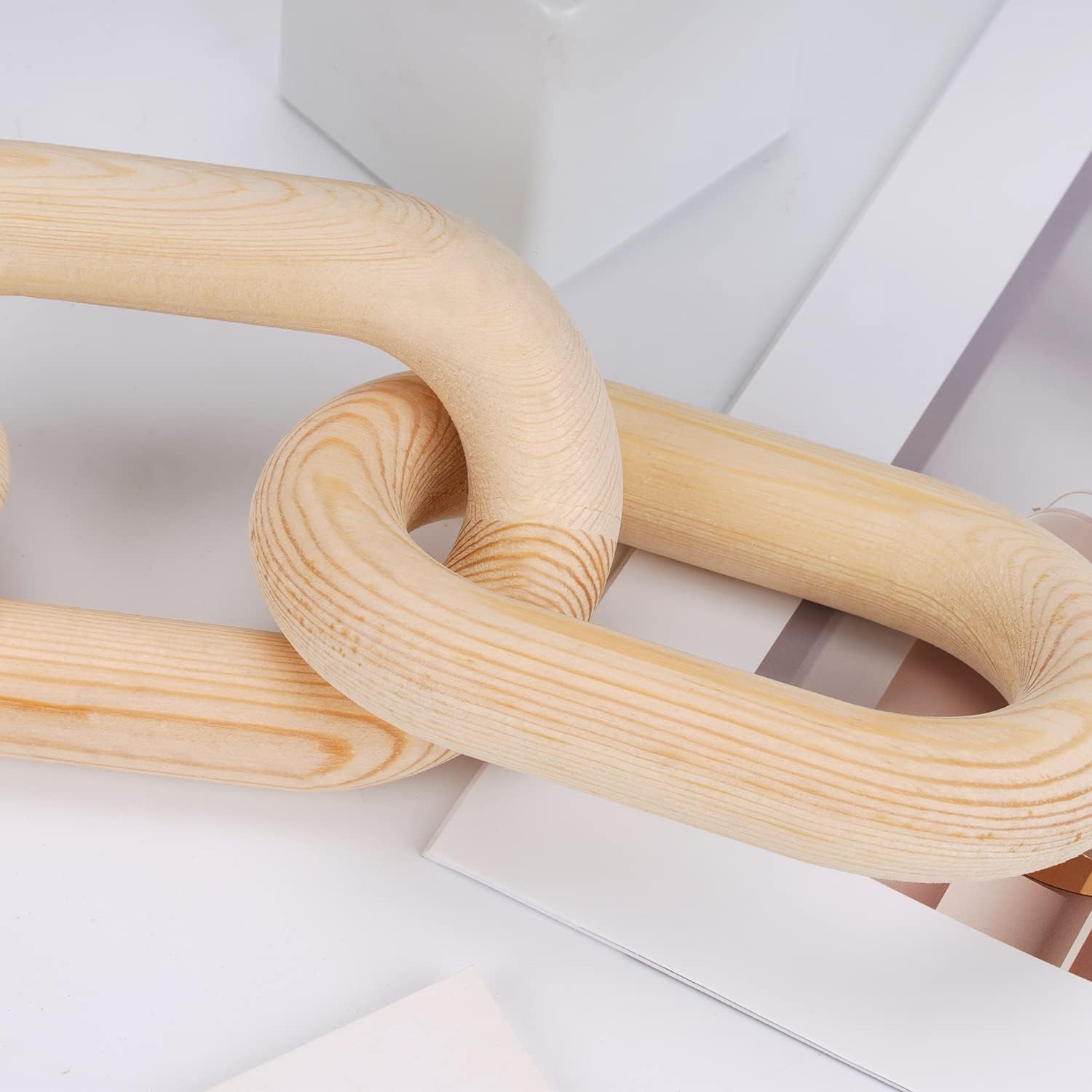 5 Link Chain Decor Hand-Carved Wooden Aesthetic Crafts / Natural