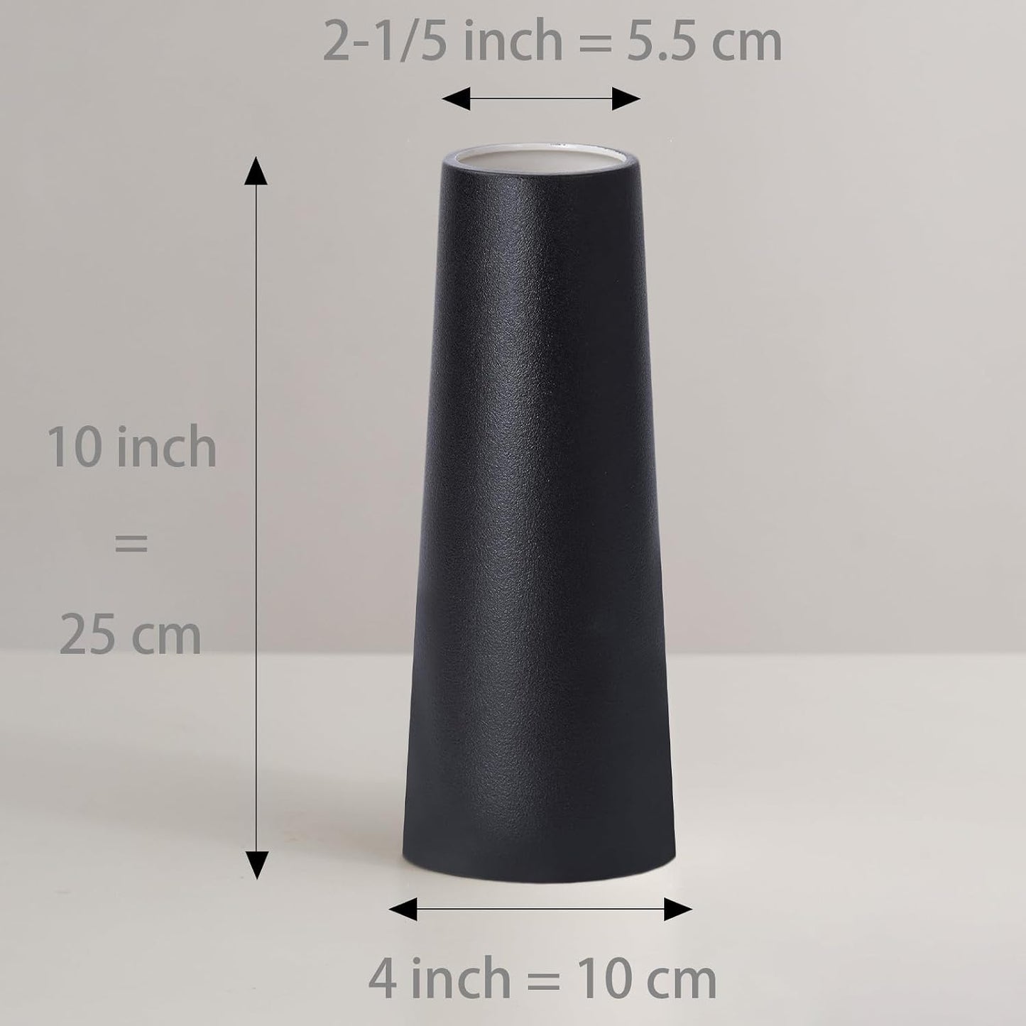 Ceramic Vase / Modern Rustic Table Vase for Pampas Grass / Large: 10 Inches / Black / 10 Inch