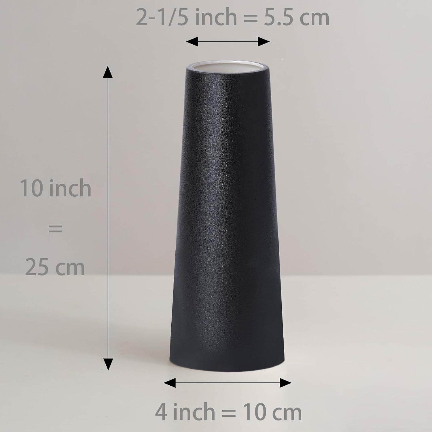 Ceramic Vase / Modern Rustic Table Vase for Pampas Grass / Large: 10 Inches / Black / 10 Inch