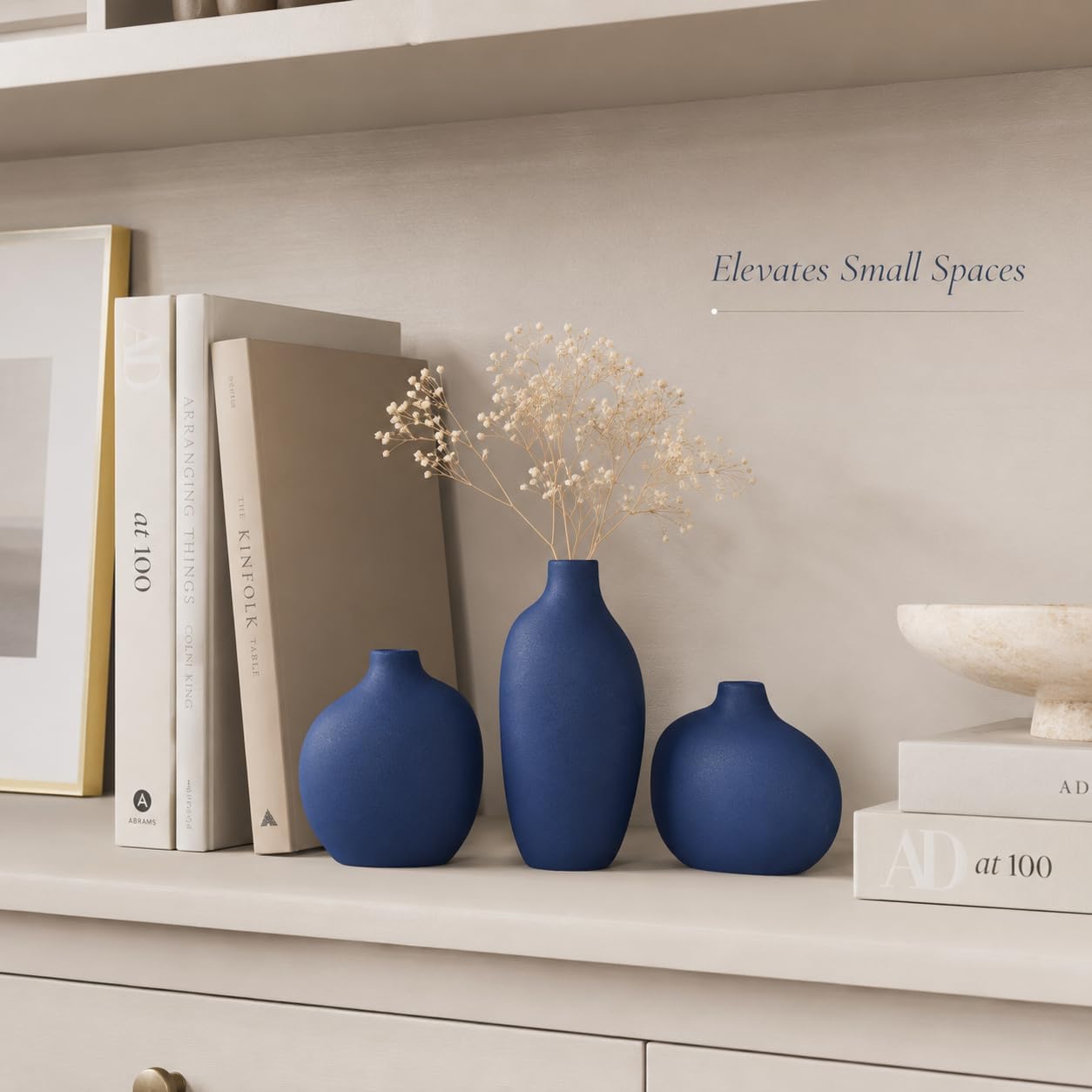 Small Navy Ceramic Vase / Blue / Set of 3