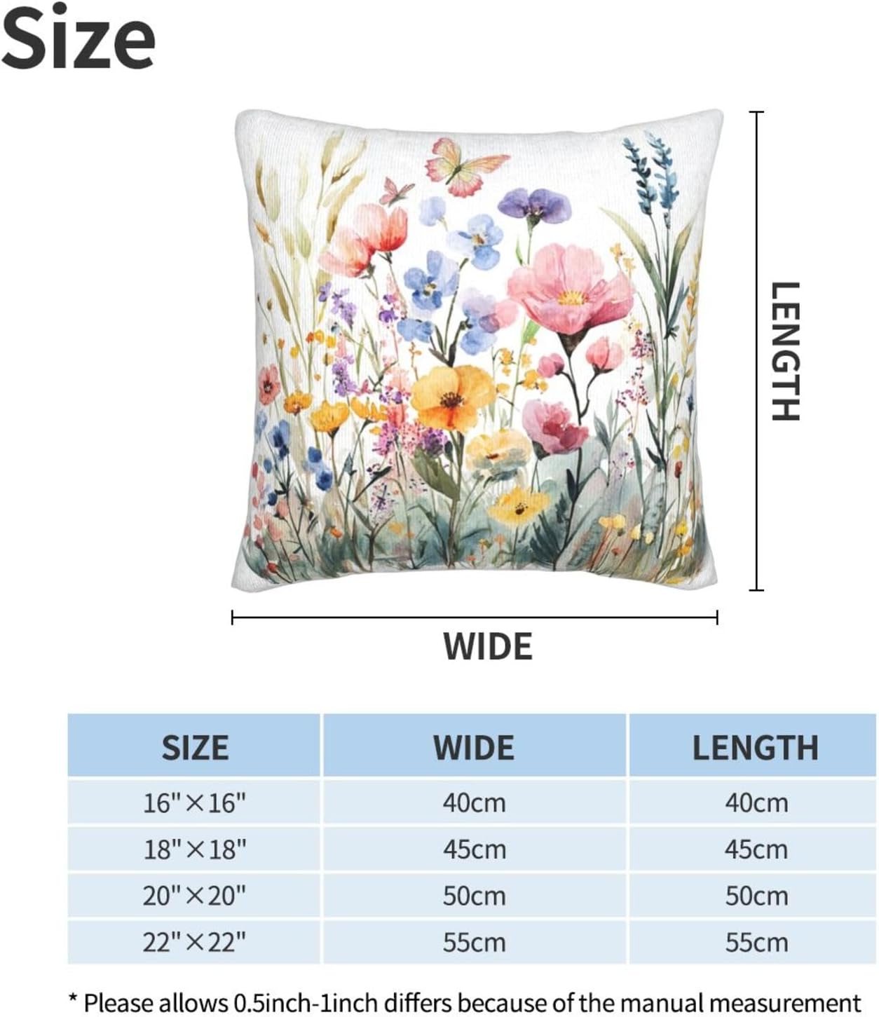Throw Pillow Covers Pillow Cases Decoration Cushion Cover / Flowers Butterfly / 18 x 18 / Set of 2