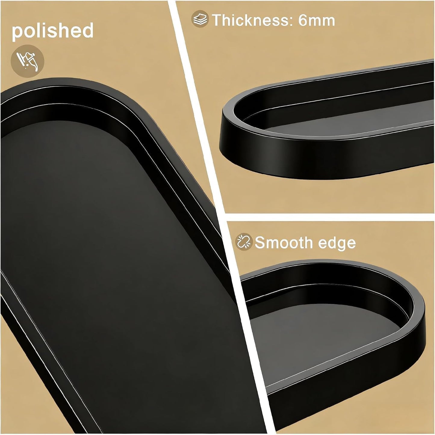 Soap Tray / Vanity Tray / 10.1 x 5 x 1 / Black