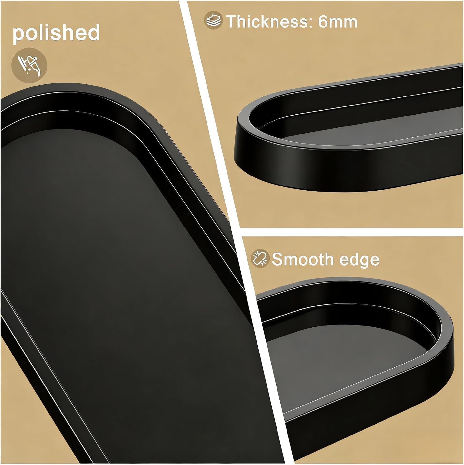 Soap Tray / Vanity Tray / 10.1 x 5 x 1 / Black