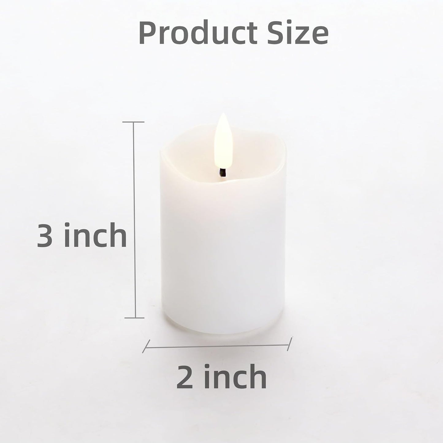 White Flameless Votive Candles with Remote Batteries Set of 6 | 2x3 inch Small LED Pillar Candles, Battery Operated