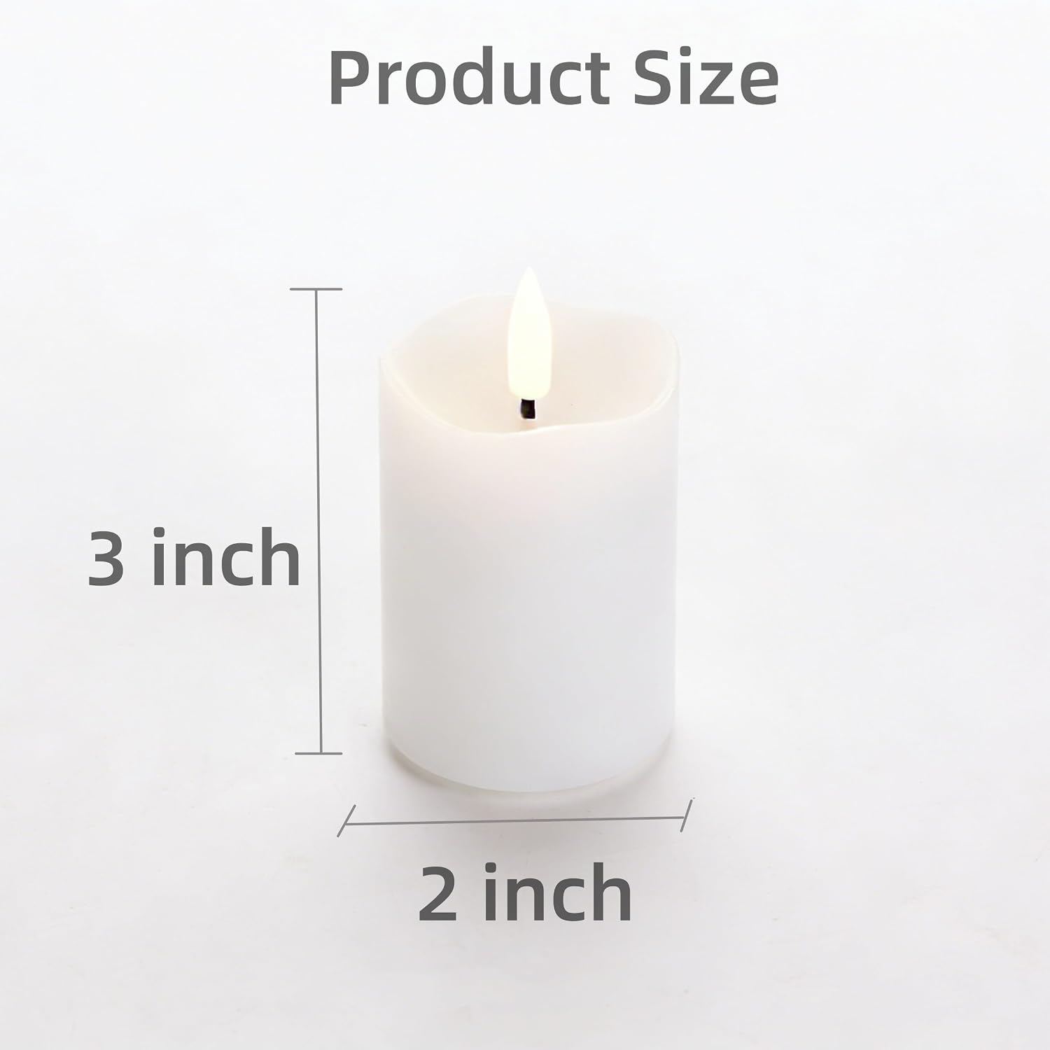 White Flameless Votive Candles with Remote Batteries Set of 6 | 2x3 inch Small LED Pillar Candles, Battery Operated