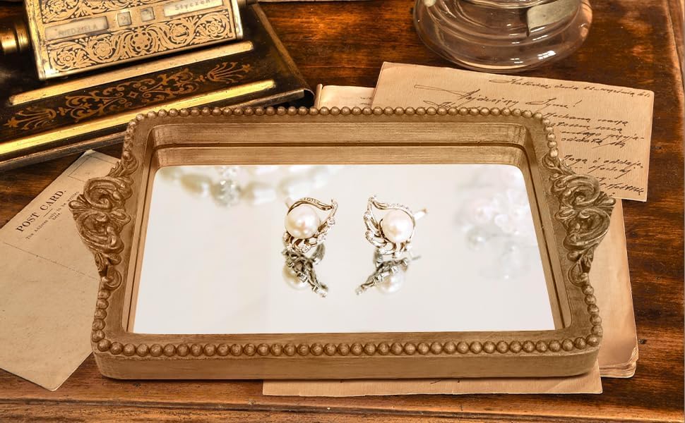 Vintage Tray / Card Holder for Guests During Occasions and Events / Gold