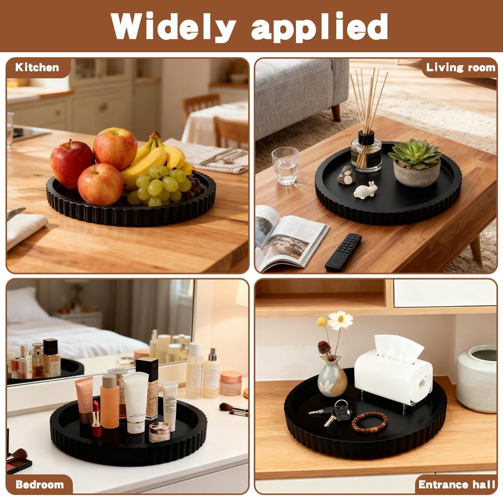 Decorative Tray & Coaster Set / Black / Set of 2