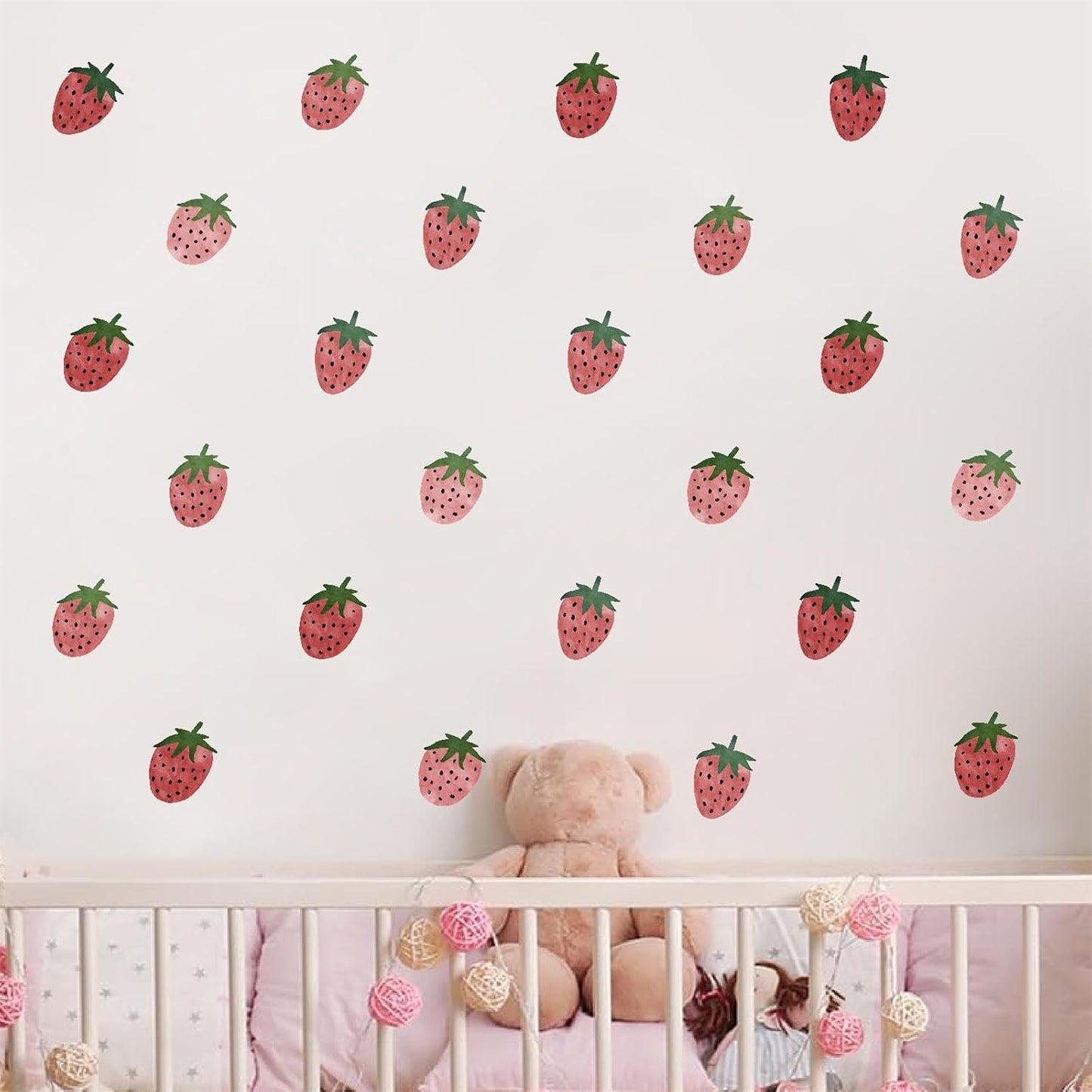 Wall Decal Vintage Retro Fruit Wall Stickers Boho Nursery Decals / Strawberry