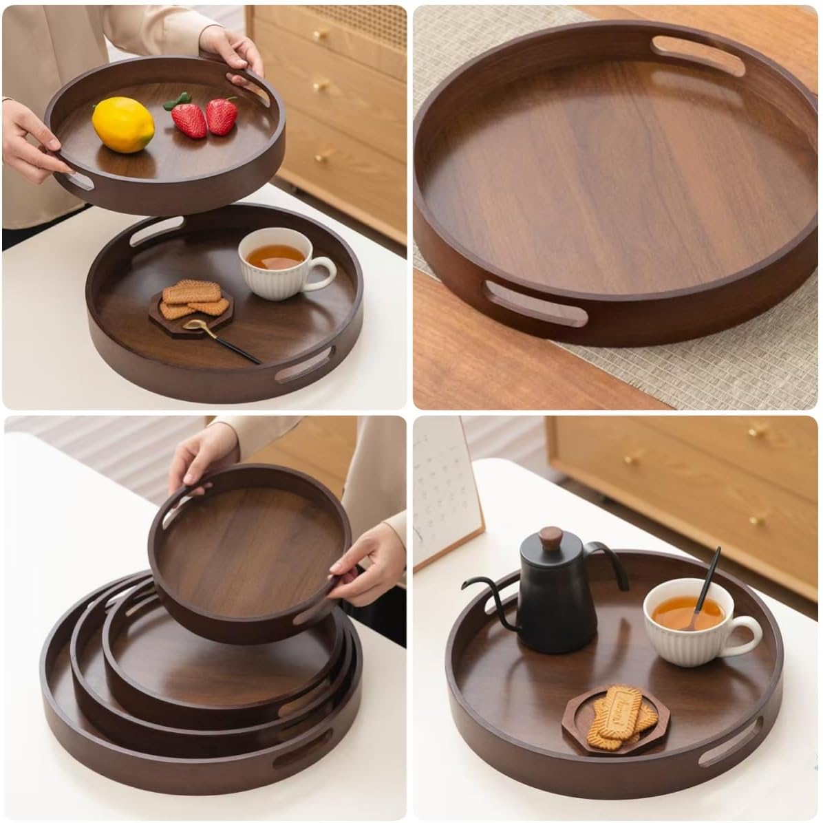 Rustic Wood Serving Tray / 11.8 Inch