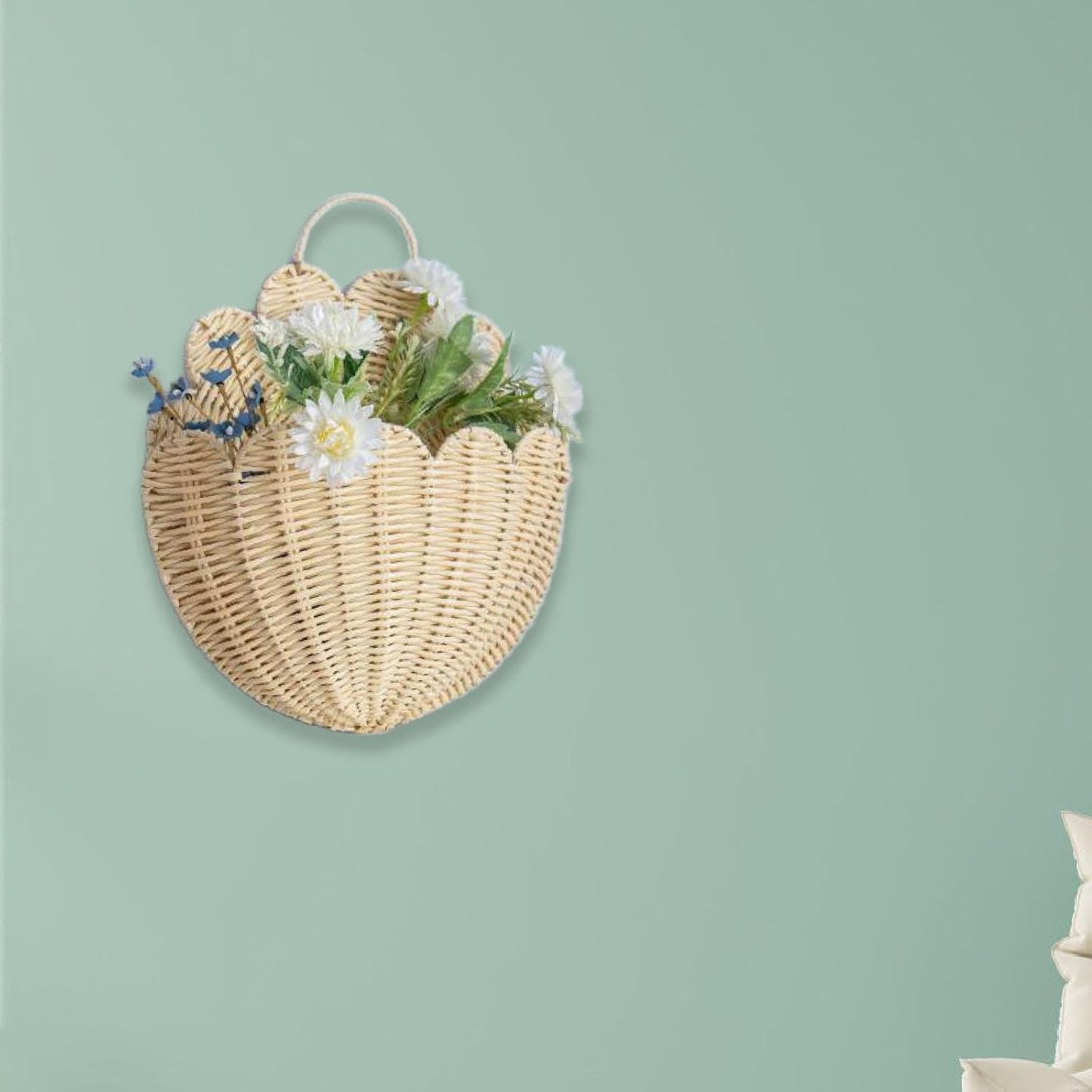 Wall Hanging Basket Storage Organizer Imitation Rattan Plants Multifunctional Decoration / Large