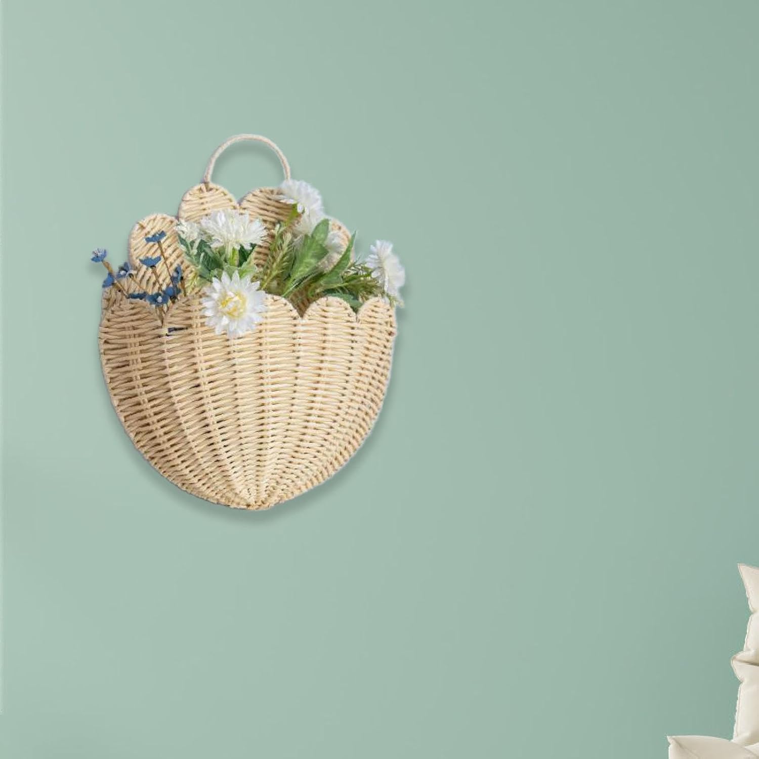 Wall Hanging Basket Storage Organizer Imitation Rattan Plants Multifunctional Decoration / Large