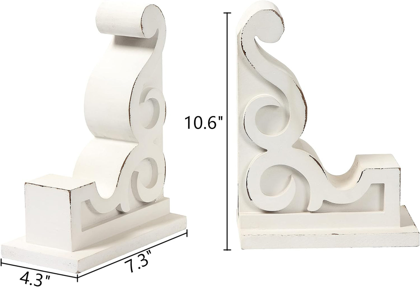 Distressed Farmhouse Bookends for Heavy Books / White / Set of 2