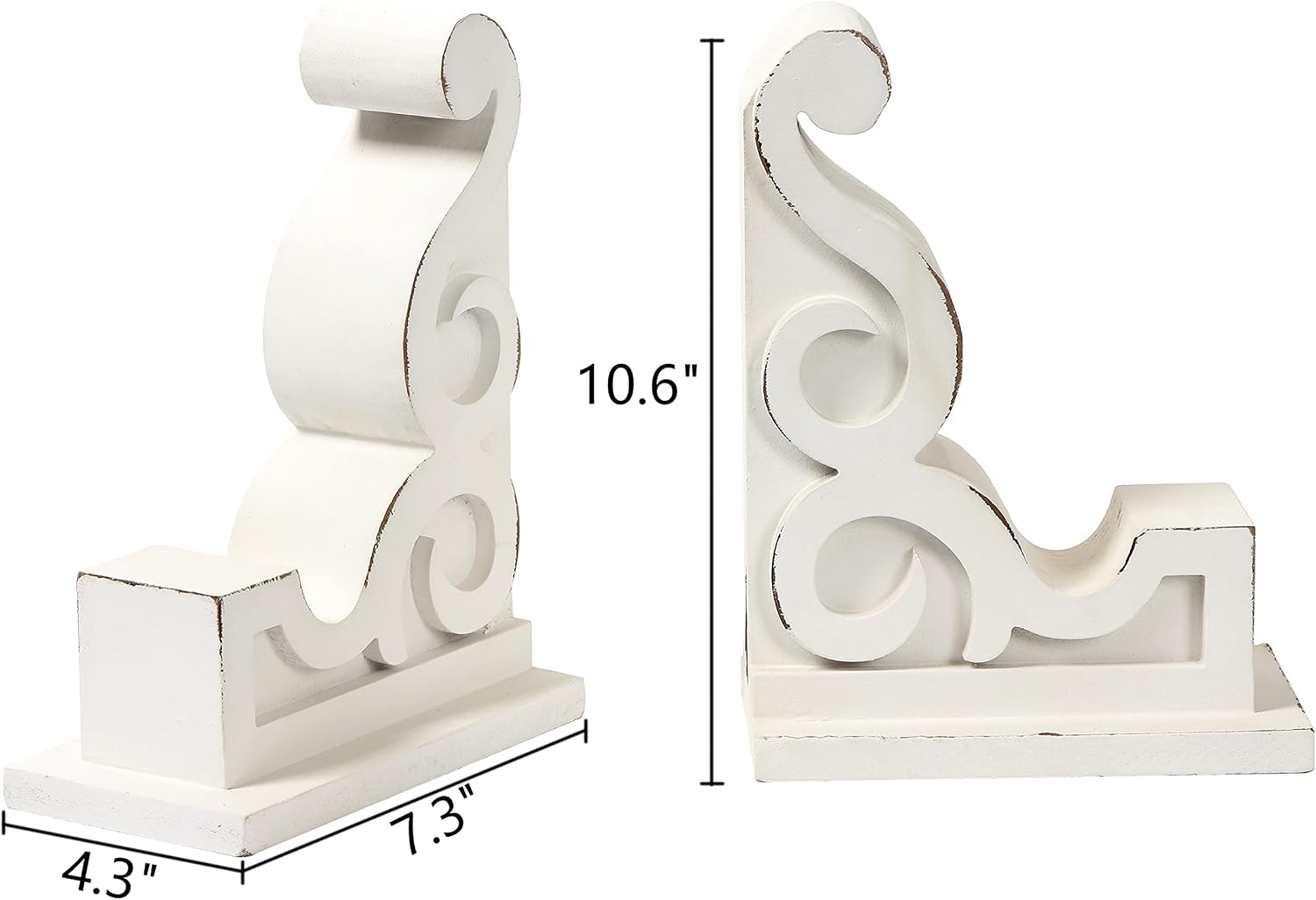 Distressed Farmhouse Bookends for Heavy Books / White / Set of 2
