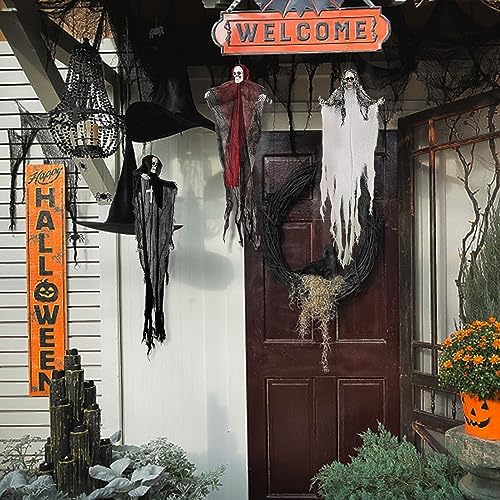 Halloween Hanging Skeleton Ghosts, Halloweens Grim Reapers (3 Pack)