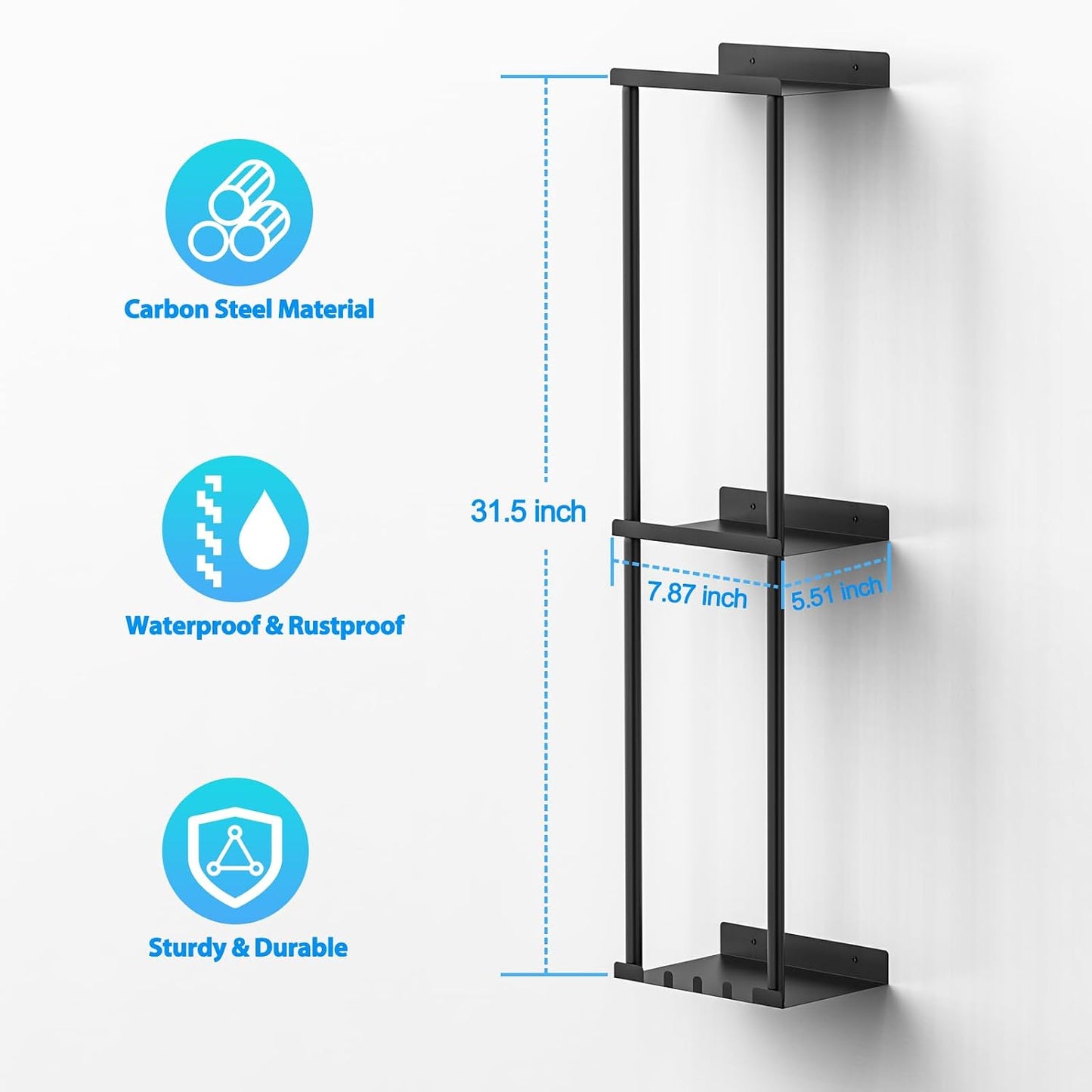 Liuoud Towel Rack for Bathroom, Wall Mounted Vertical Rolled Towel Storage Organizer Holder with Shelf, Holds Up 6