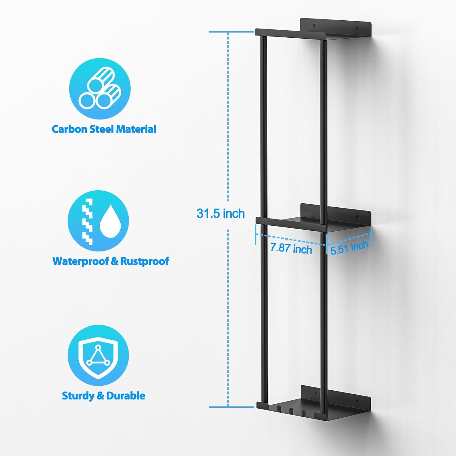 Liuoud Towel Rack for Bathroom, Wall Mounted Vertical Rolled Towel Storage Organizer Holder with Shelf, Holds Up 6