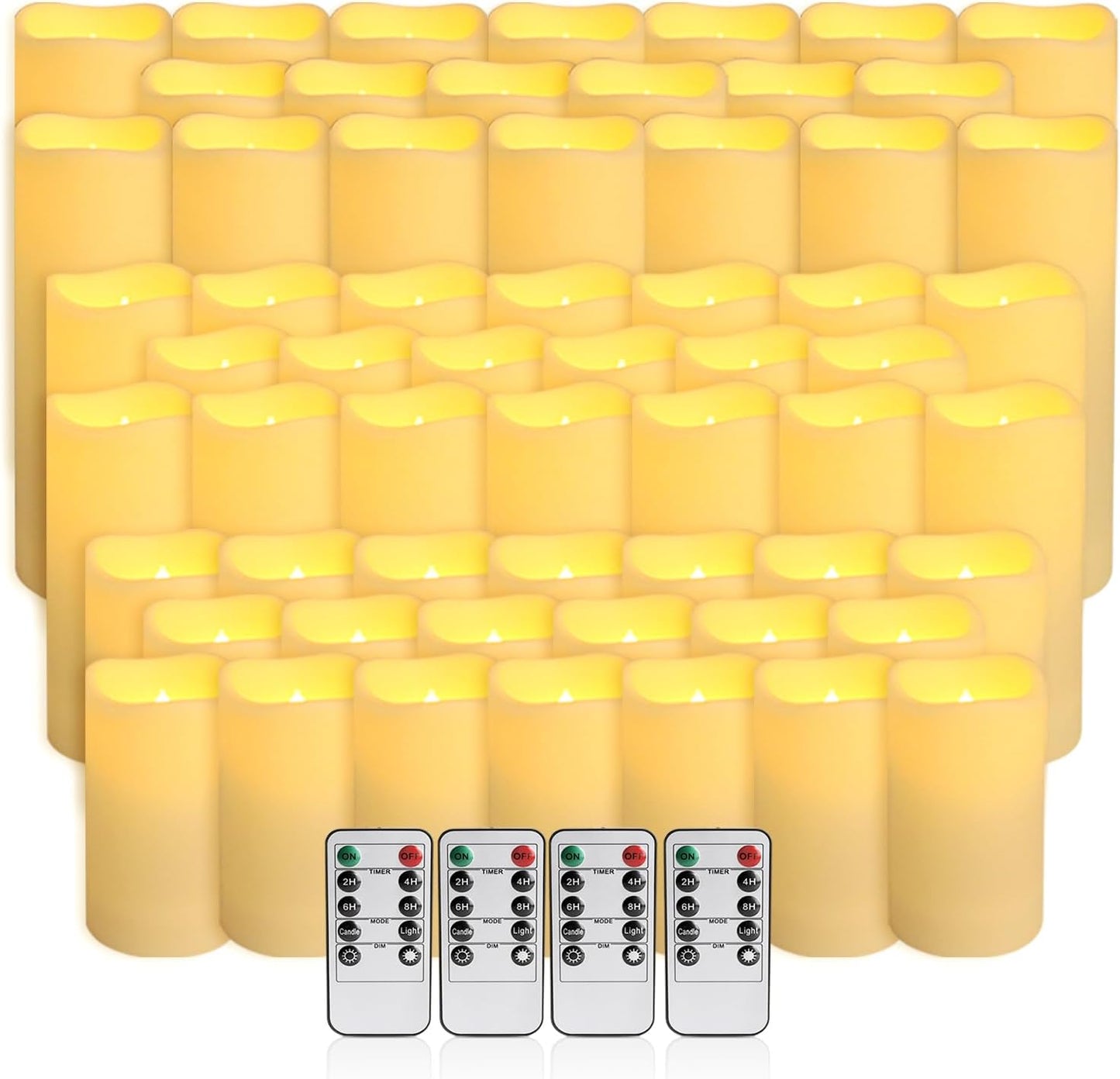 fclayvts 60-Pack LED Flameless Candles with Remote Control - Perfect for Parties, and Special Occasions (Three Sizes)