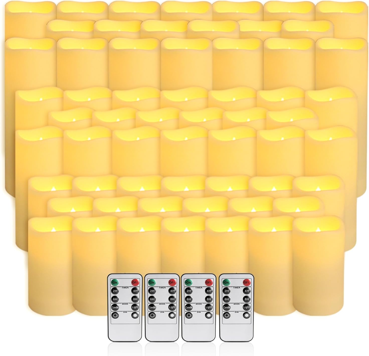 fclayvts 60-Pack LED Flameless Candles with Remote Control - Perfect for Parties, and Special Occasions (Three Sizes)